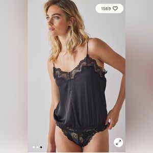 Free People Lace/Silk Bodysuit
